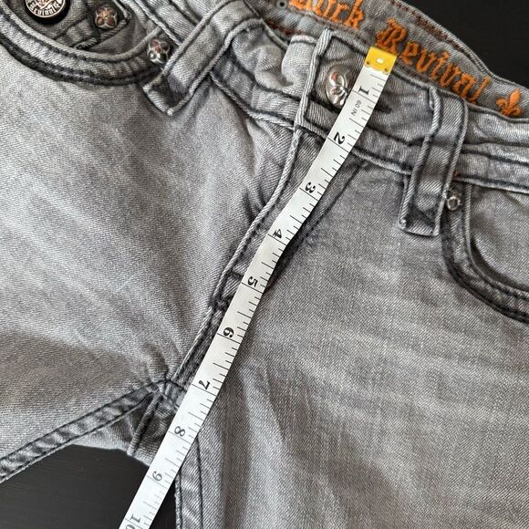 Rock Revival Celine Skinny Jeans Women 28 Gray Low Rise Embellished Denim Grunge - Picture 15 of 16